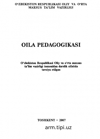 O. Hasanboyeva va boshqa Oila pedagogikasi Darslik