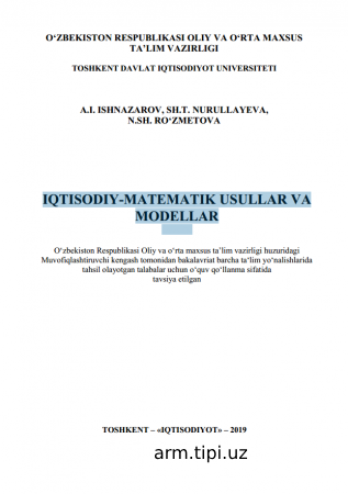 IQTISODIY-MATEMATIK USULLAR VA MODELLAR