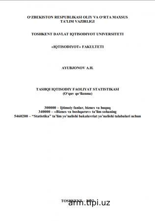 TASHQI IQTISODIY FAOLIYAT STATISTIKASI