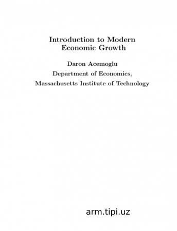 Introduction to Modern  Economic Growth